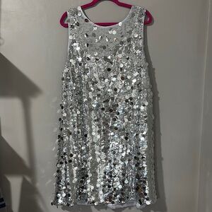 Silver Sequin Sleeveless Dress